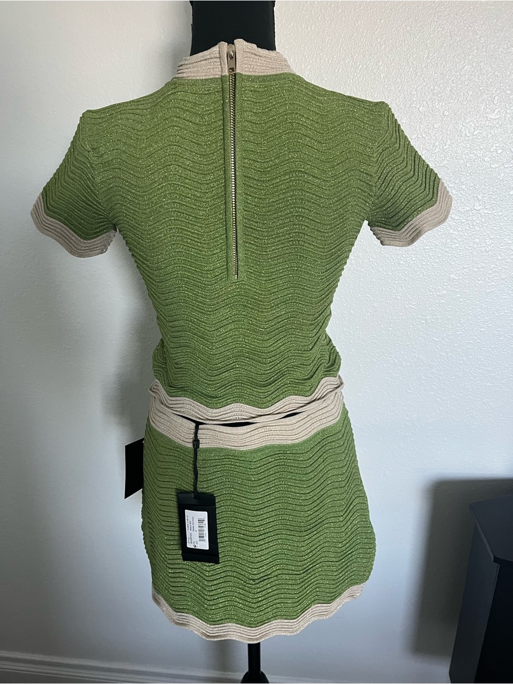 Retrofete Green Mini Knit Two-Piece with Cream Trim - Picture 7 of 10